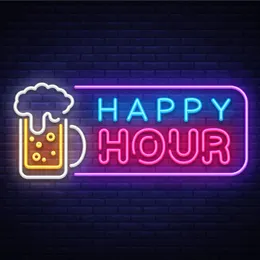 happy hour bar neon signs